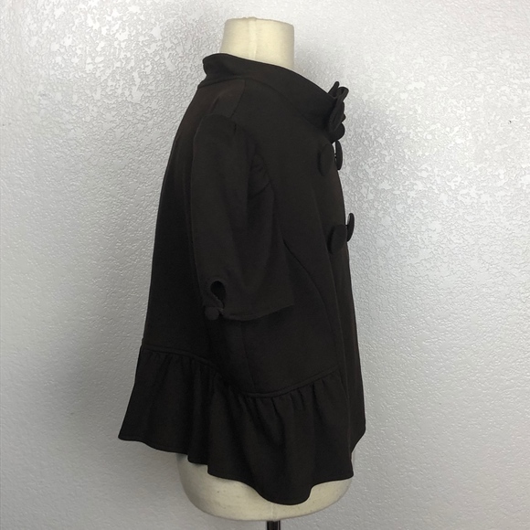 A B S Collection Brown Button Down Blouse Size 12 - Picture 2 of 7